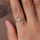925 Sterling Silver Oxidized CZ Ring with Pavé Setting for Women