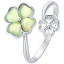 925 Sterling Silver Transparent Glass Ring for Women