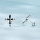 925 Sterling Silver Earrings with Pavé Setting CZ in Oxidized Silver, 15x12mm for Women