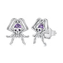 925 Sterling Silver Earrings with Pavé Setting CZ, 1.1 x 1.0 cm, Oxidized Finish for Women