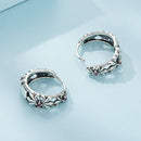925 Sterling Silver Earrings with Pavé Setting and Oxidized Finish