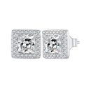 925 Sterling Silver Earrings with Pavé Setting CZ and Platinum Plating.