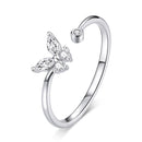 925 Sterling Silver Ring with Pavé Setting CZ, Butterfly Design, 0.6cm for Women