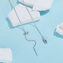 925 Sterling Silver Necklace with Synthetic Turquoise in White Gold, Adjustable 450mm for Women