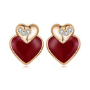 925 Sterling Silver Earrings with Enamel Finish and Pavé Setting in Rose Gold