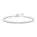 925 Sterling Silver Pavé Setting Bracelet with CZ for Women - Adjustable 18+5cm