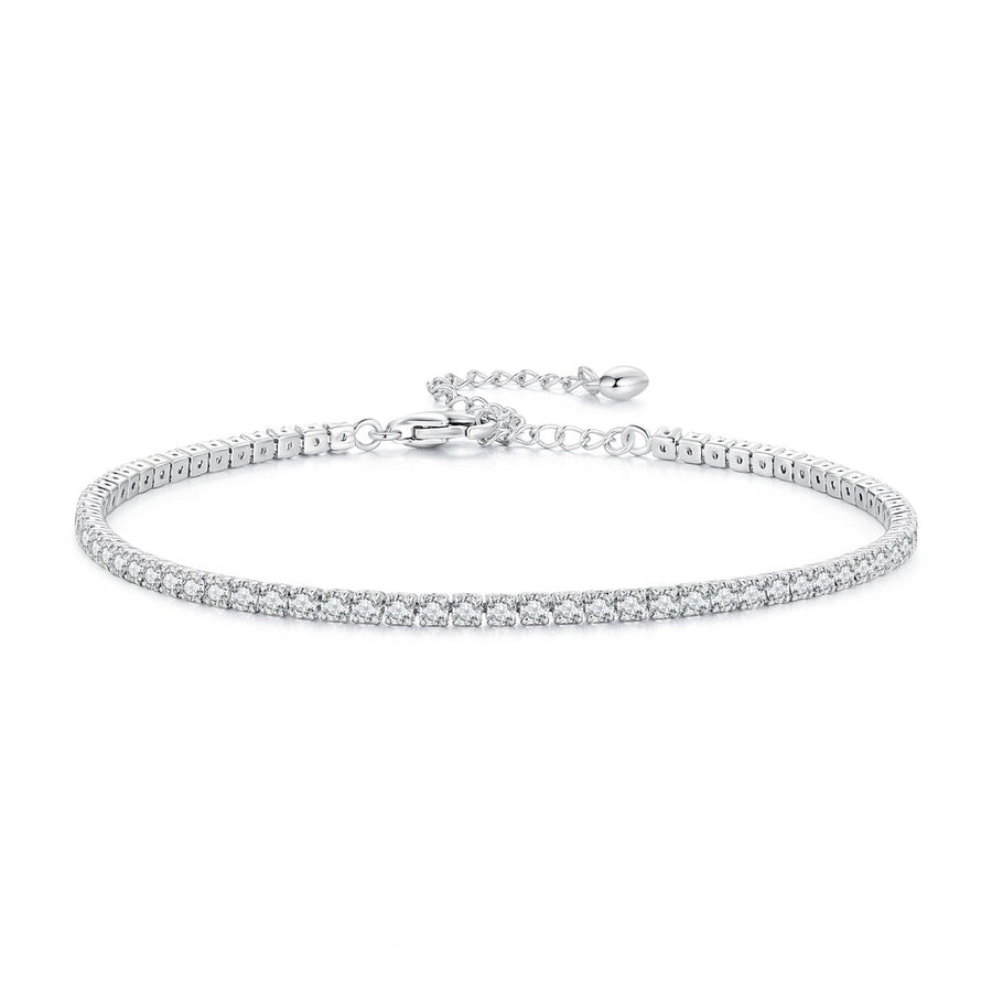 925 Sterling Silver Pavé Setting Bracelet with CZ for Women - Adjustable 18+5cm