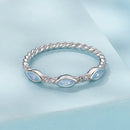 925 Sterling Silver Synthetic Opal White Gold Plated Ring Size 6 for Women