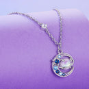 925 Sterling Silver Necklace with Pavé CZ & Transparent Glass Pendant for Women