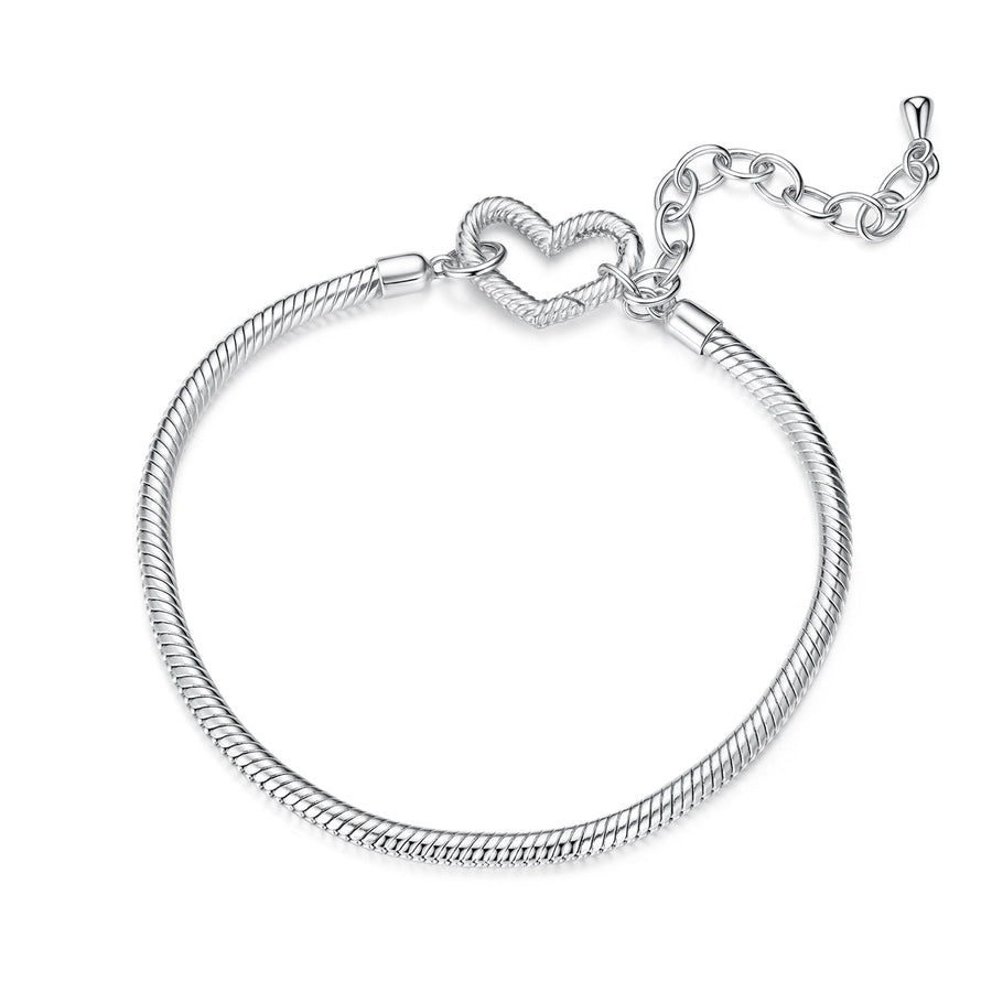 925 Sterling Silver Plated White Gold Bracelet - Adjustable 17+5cm