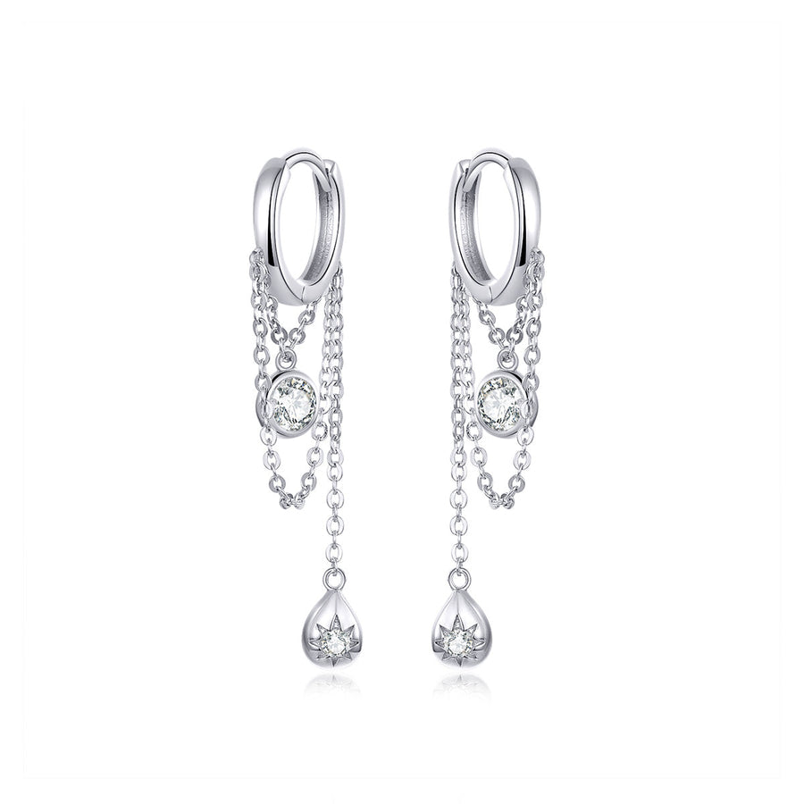 925 Platinum Plated Pavé Setting CZ Earrings