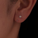 925 Sterling Silver Brass Earrings with White Gold Plating 1.4cm for Women