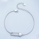 925 Sterling Silver Bracelet with CZ Pendant - 160mm Length and 8x26mm Pendant Size for Women