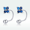 925 Sterling Silver Earrings with Pavé CZ & Platinum Plating for Women