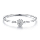 925 Sterling Silver Pavé Setting CZ Bracelet with White Gold Plating for Women - Size 17.0