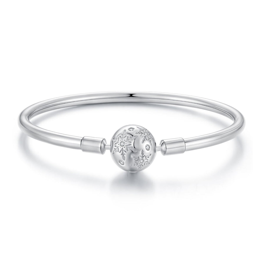 925 Sterling Silver Pavé Setting CZ Bracelet with White Gold Plating for Women - Size 17.0