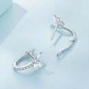 S925 Sterling Silver Small Platinum Plated Earrings with Pavé Setting CZ
