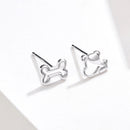 925 Sterling Silver Earrings for Women, 0.5-0.6cm, Bone and Dog Design, Platinum Plated