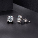 925 Sterling Silver & Moissanite Earrings - White Gold Plated, 0.5ct, Style S for Women
