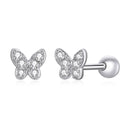925 Sterling Silver Earrings with CZ in Pavé Setting - 0.4*0.5cm - Women