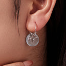 925 Sterling Silver Earrings with Nano Opal Stone and CZ in White Gold Plated, 2.8cm for Women