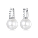 925 Sterling Silver Earrings with White Gold Plating and Shell Pearl for Women