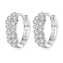 925 Sterling Silver Earrings with Pavé Setting CZ, 1.2x0.45cm, Platinum Plated for Women