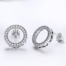 925 Sterling Silver Oxidized Pavé Setting CZ Earrings 1.1cm for Women