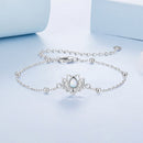 925 Sterling Silver White Gold Plated Bracelet with Synthetic Opal - Length 15+6cm for Women