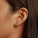 925 Sterling Silver Earrings for Women - Enamel Process - Oxidized Silver - 1.4x0.6 cm
