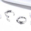 925 Sterling Silver Earrings with Pavé Setting CZ, 1.1*0.3cm