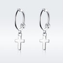 925 Sterling Silver Earrings Plated Platinum 1.9*0.5cm for Women