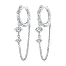 925 Sterling Silver Earrings with Pavé Setting CZ, 34*6mm for Women