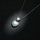 925 Sterling Silver Genuine Translucent Opal Necklace with CZ for Women