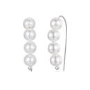 925 Sterling Silver White Gold Plated Earrings with Quality Shell Pearl, 2.1*0.5cm for Women