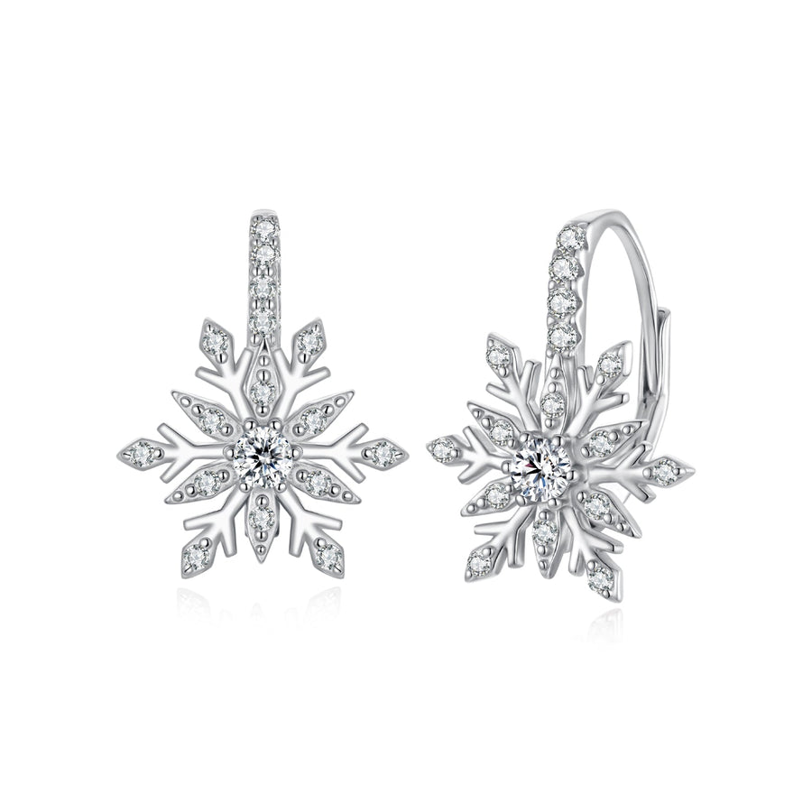 925 Sterling Silver Earrings with Pavé Setting CZ in White Gold for Women