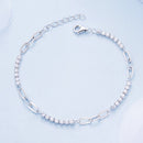 925 Sterling Silver Bracelet with Pavé Setting CZ, Platinum Plated, 14.5+3cm, for Women