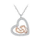 925 Sterling Silver Necklace with CZ in Rose Gold and Platinum Finish, 400mm Chain Length for Women