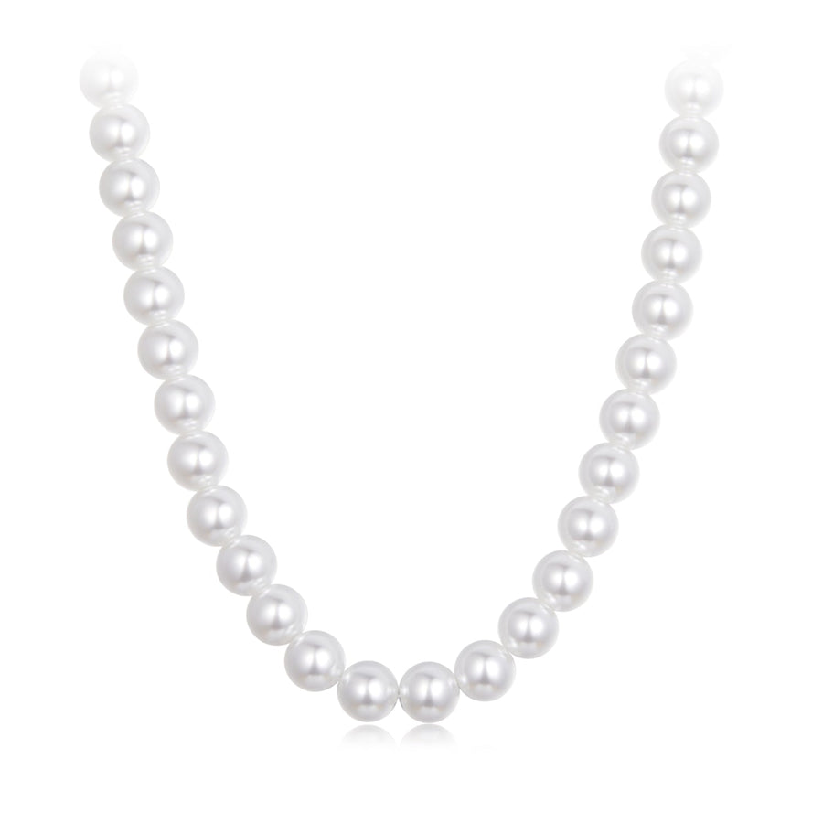 925 Sterling Silver White Gold Plated 39-45.5cm Quality Shell Pearl Necklace for Women