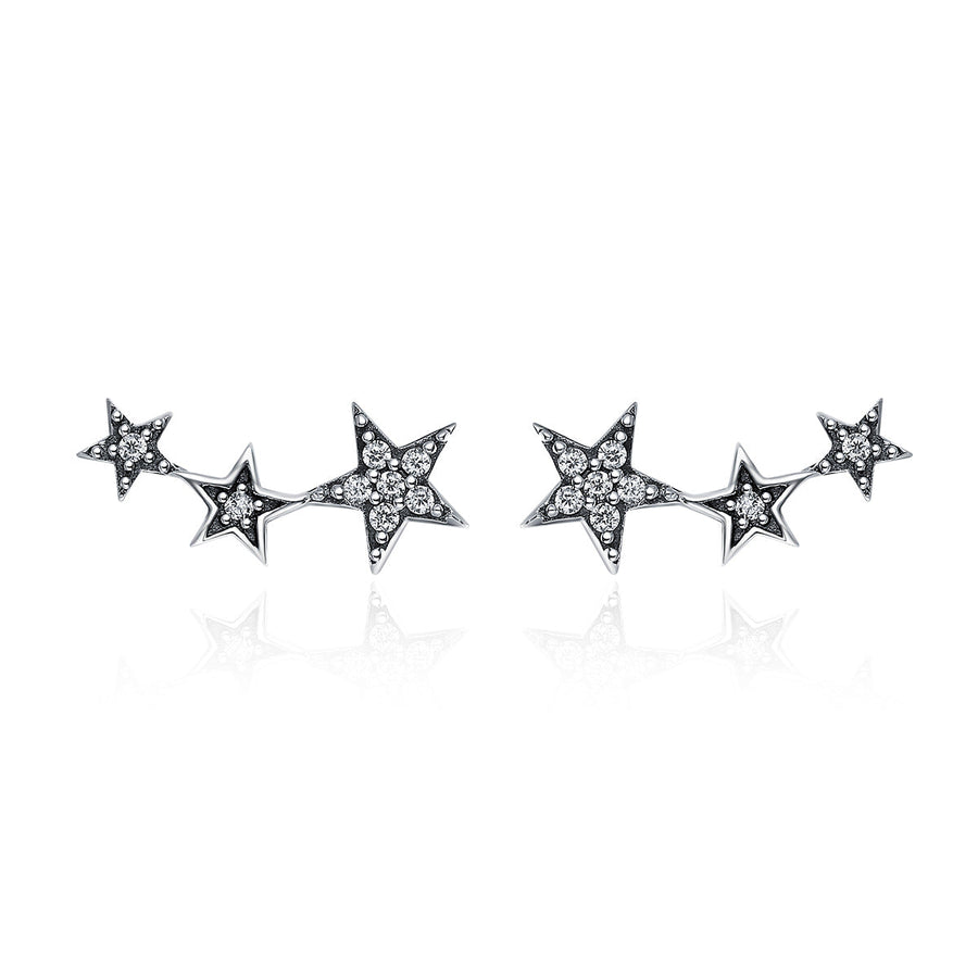 925 Sterling Silver Oxidized Silver Pavé Setting CZ Earrings