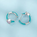 925 Sterling Silver Hoop Earrings with White Gold Plating and CZ