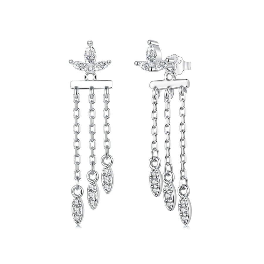 925 Sterling Silver Earrings with White Gold Plating and CZ