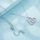 925 Sterling Silver Necklace with CZ in Rose Gold and Platinum Finish, 400mm Chain Length for Women