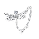 925 Sterling Silver Dragonfly Ring for Women with Cubic Zirconia