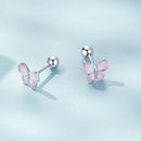 925 Sterling Silver Earrings with Enamel Process, 0.6cm, for Women