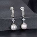 925 Sterling Silver Moissanite and Synthetic Pearl Earrings for Women