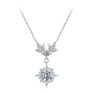 925 Sterling Silver Moissanite Pendant Necklace with Pavé Setting in White Gold - 40+5cm for Women