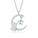 925 Sterling Silver Adjustable Moonstone Necklace with CZ Accents for Women