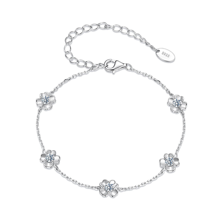 925 Sterling Silver 0.1 Carat Moissanite Bracelet for Women