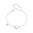 925 Sterling Silver CZ Bracelet with White Gold Plating, 150mm Length for Women